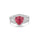 2.98 Cts Rhodochrosite and White Diamond Ring in 14K White Gold