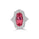 6.20 Cts Rhodochrosite and White Diamond Ring in 14K White Gold