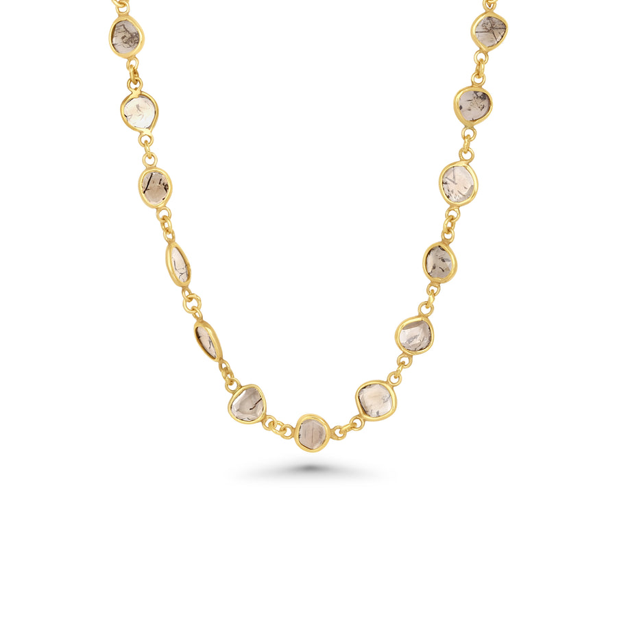6.85 Cts Diamond Slice Necklace in 14K Yellow Gold