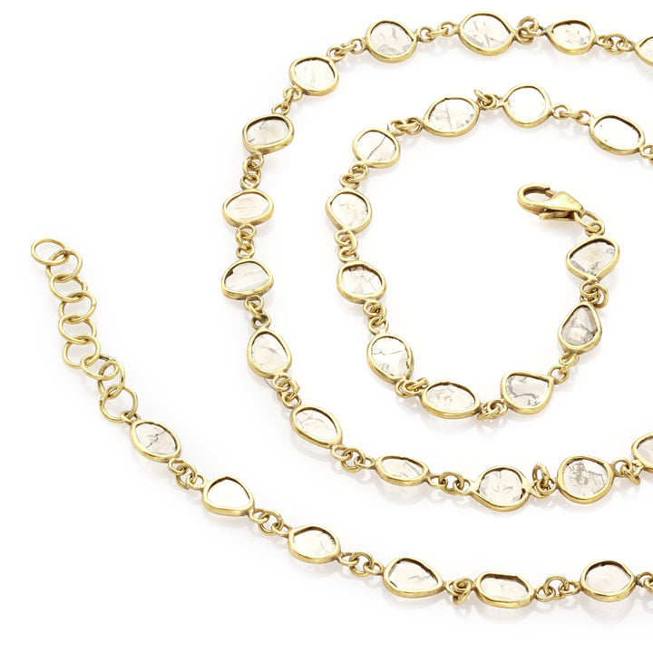 6.85 Cts Diamond Slice Necklace in 14K Yellow Gold