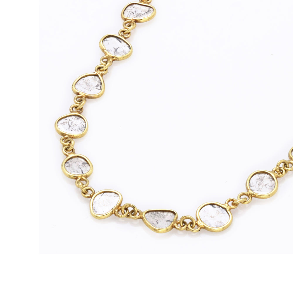 7.18 Cts Diamond Slice Necklace in 14K Yellow Gold