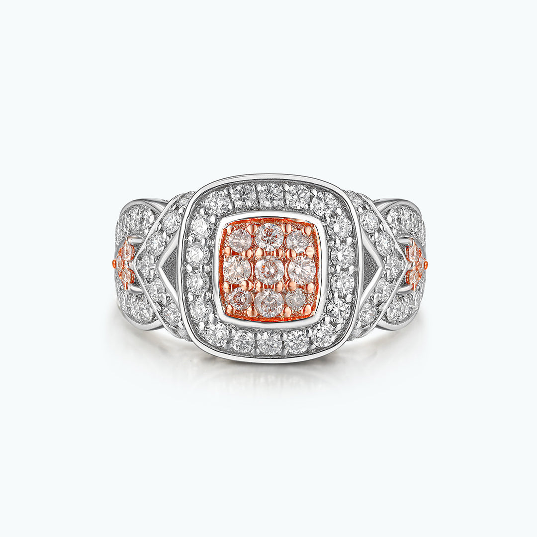 0.26 Cts Pink Diamond and White Diamond Ring in 14K 2-Tone