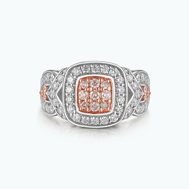 0.26 Cts Pink Diamond and White Diamond Ring in 14K 2-Tone