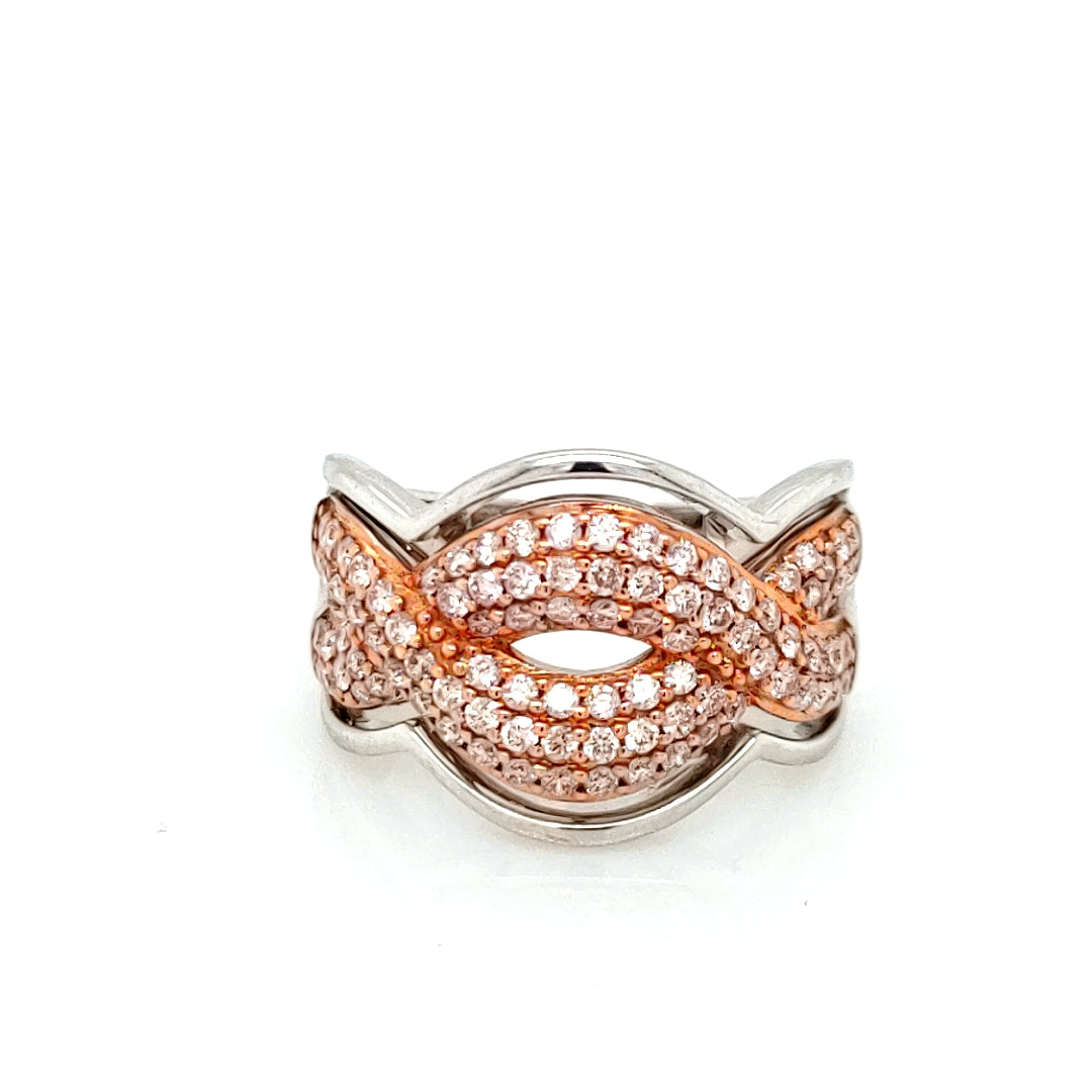 0.78 Cts Pink Diamond Ring in 14K 2-Tone