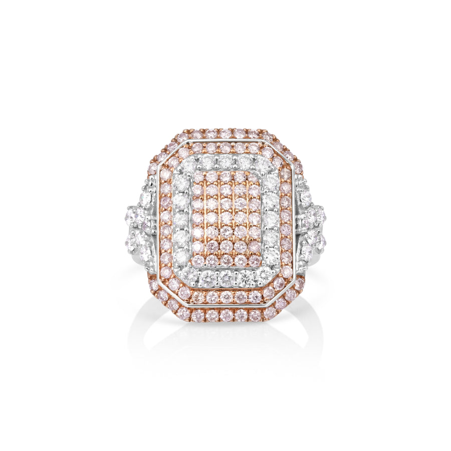 0.88 Cts Pink Diamond and White Diamond Ring in 14K Two Tone
