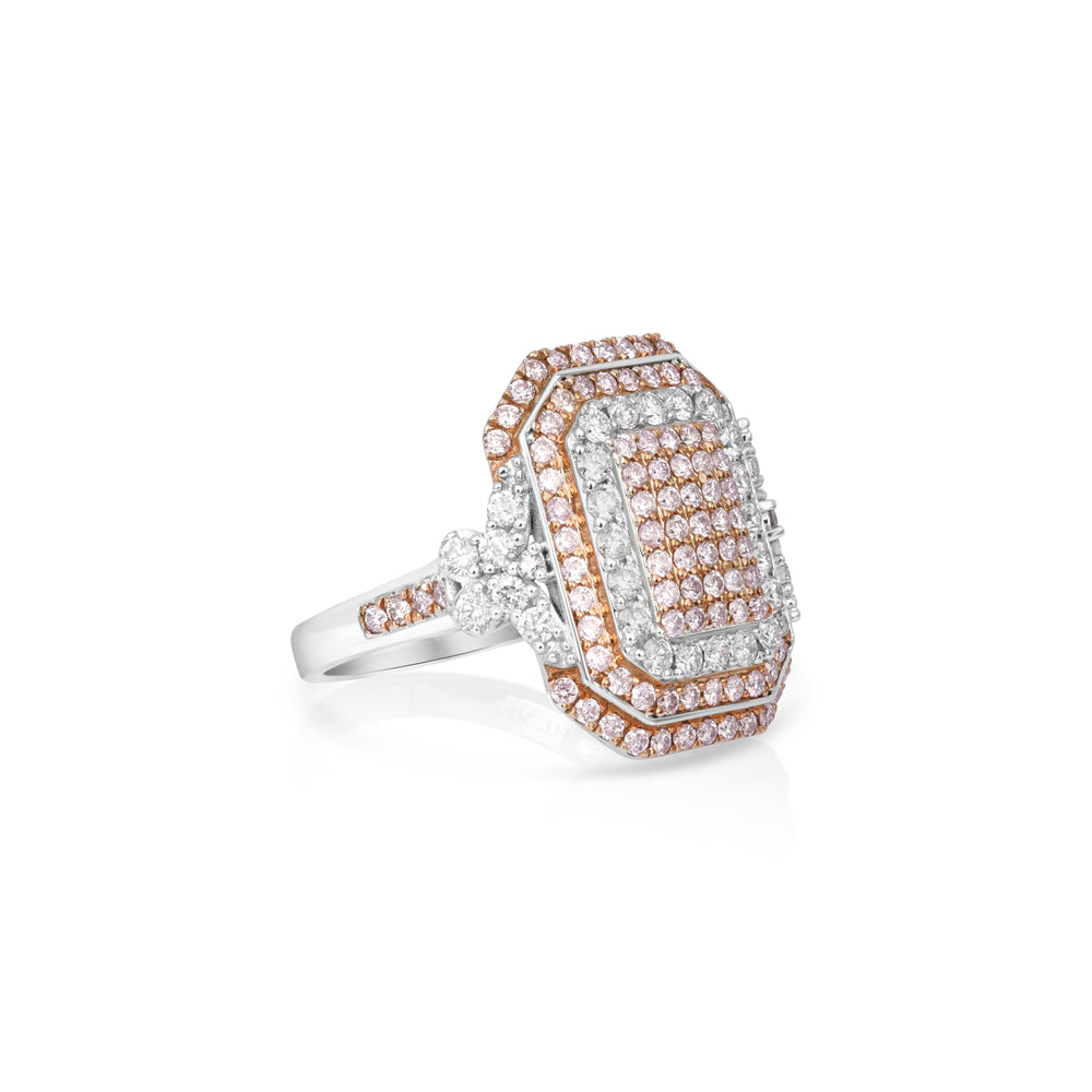 0.88 Cts Pink Diamond and White Diamond Ring in 14K Two Tone