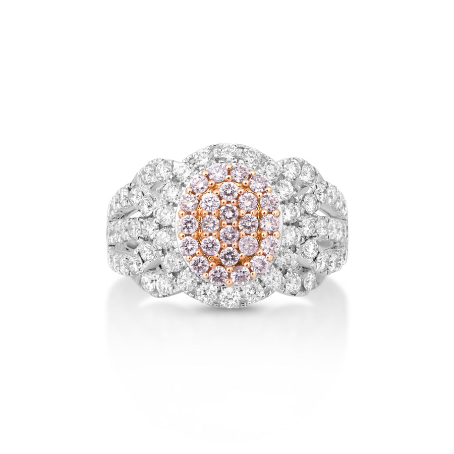 0.4 Cts Pink Diamond and White Diamond Ring in 14K Two Tone