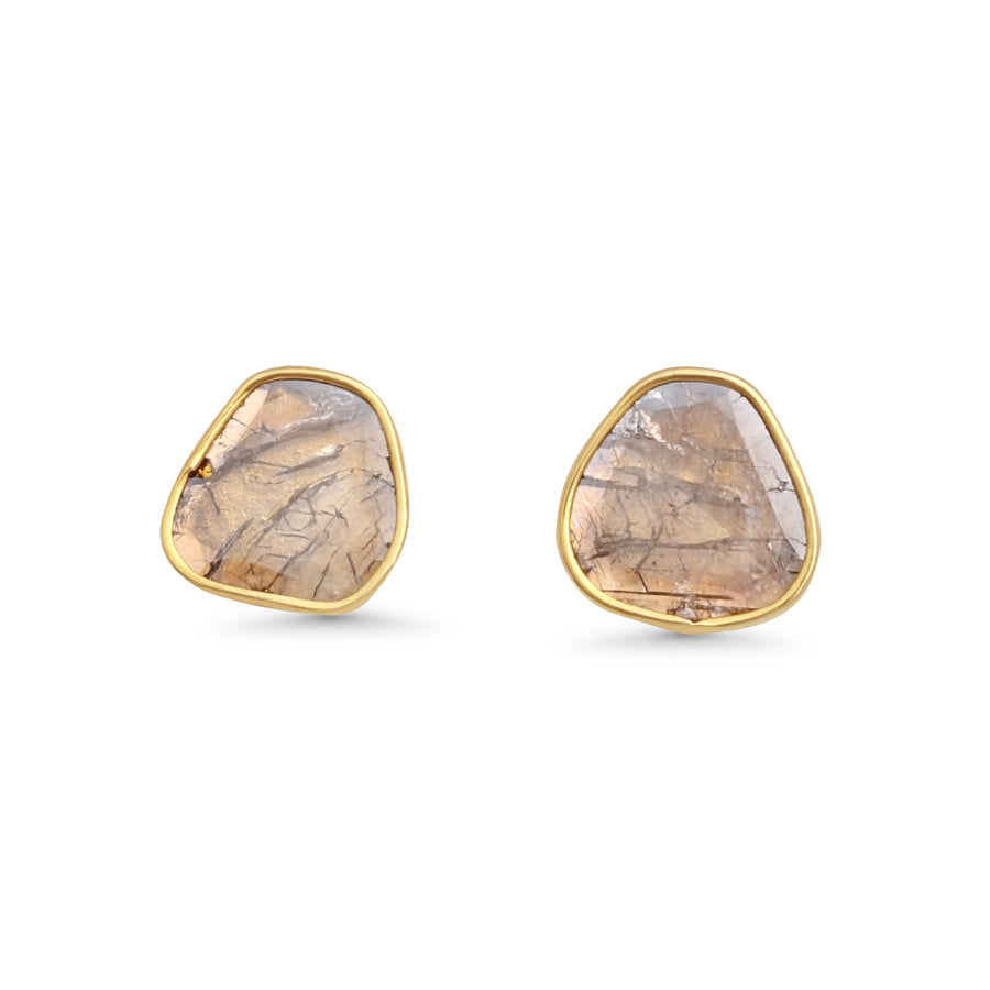 1.45 Cts Diamond Slice Earring in 14K Yellow Gold