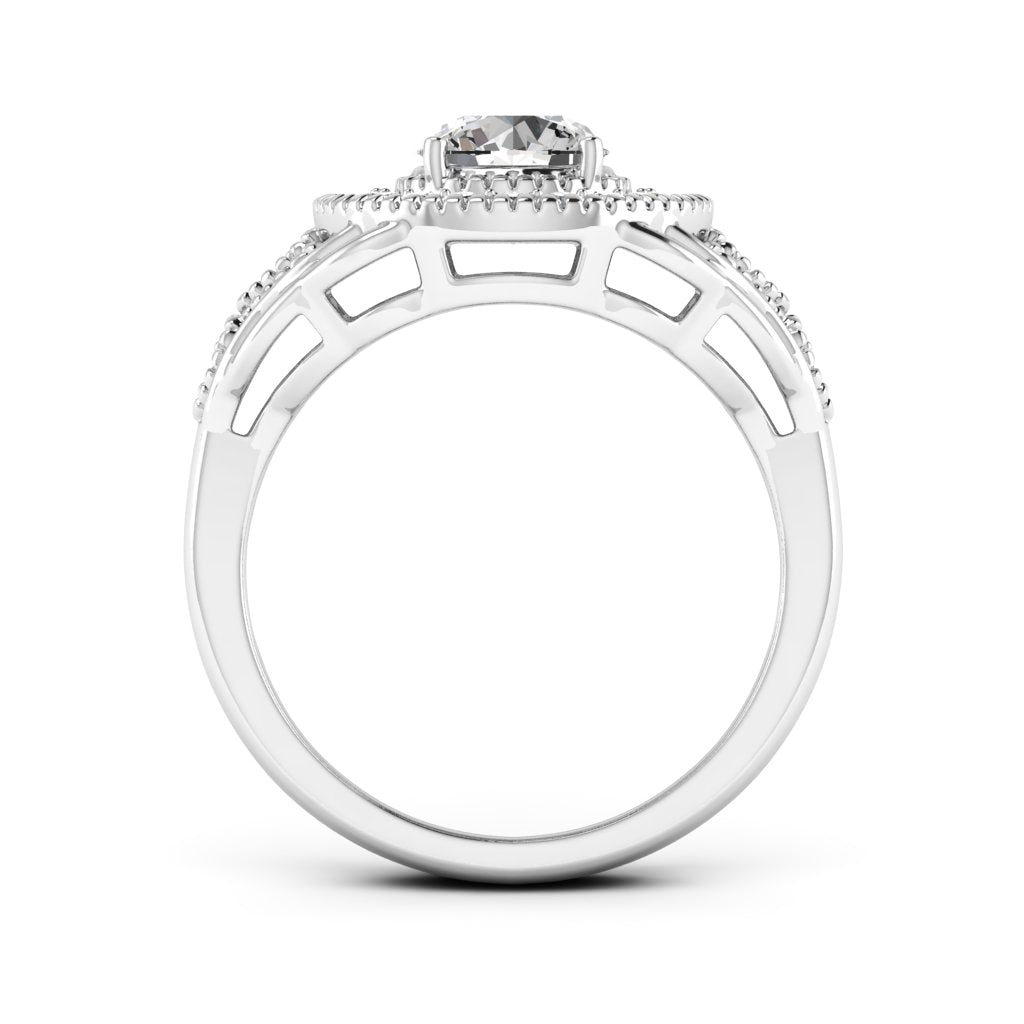 1.00 DEW Round White Moissanite Ring in 14K White Gold