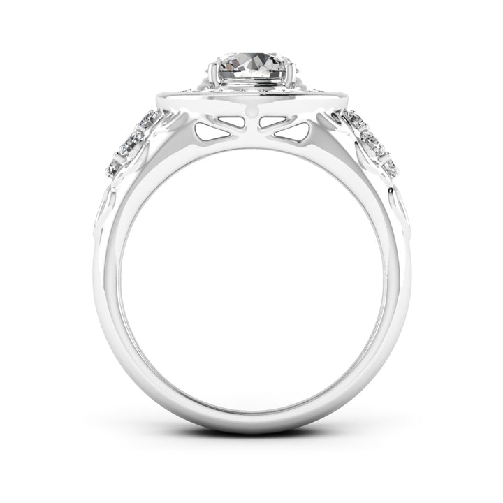 1.00 DEW Round White Moissanite Ring in 14K White Gold