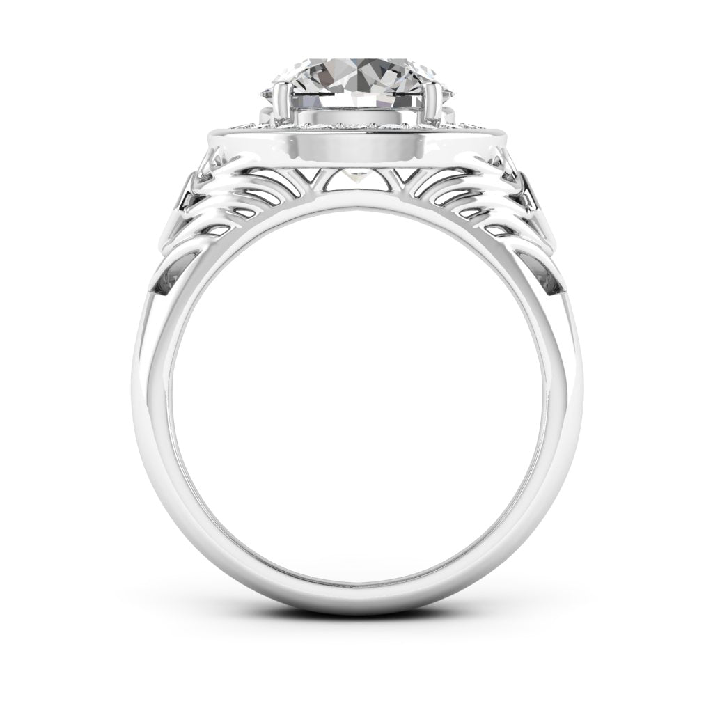 2.00 DEW Round White Moissanite Ring in 14K White Gold