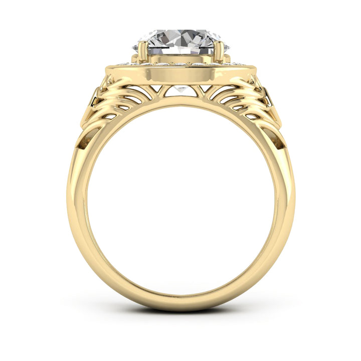 2.00 DEW Round White Moissanite Ring in 14K Yellow Gold