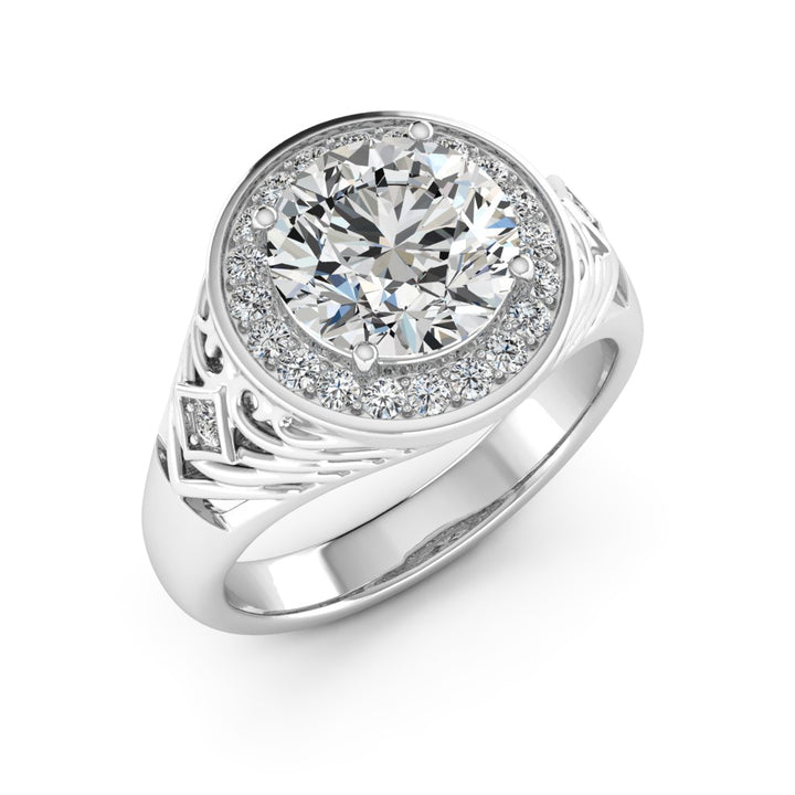 2.00 DEW Round White Moissanite Ring in 14K White Gold