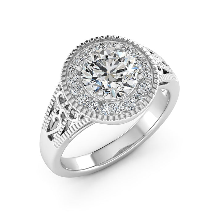 2.00 DEW Round White Moissanite Ring in 14K White Gold