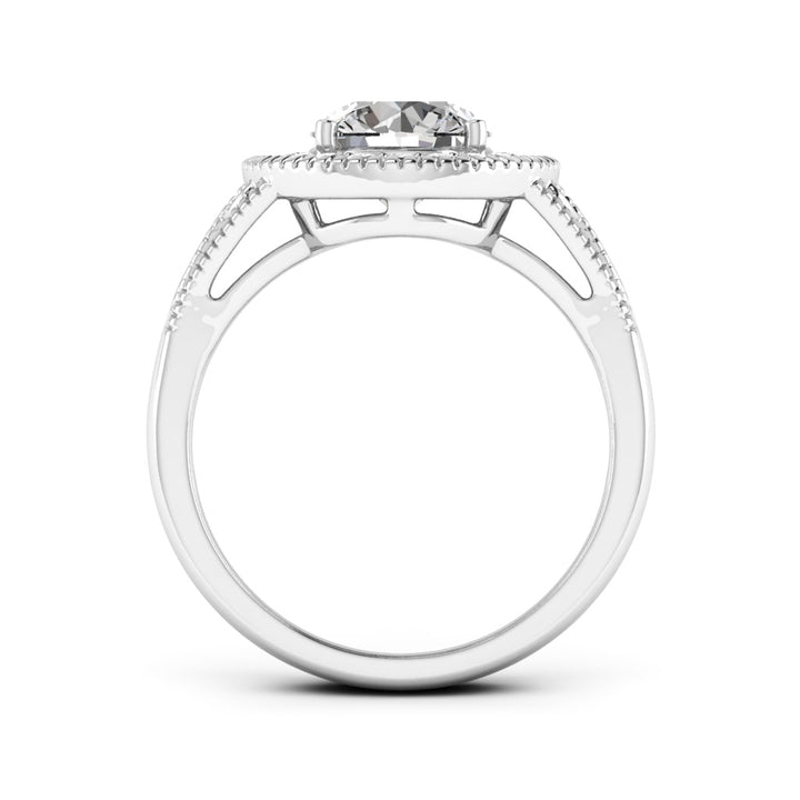 2.00 DEW Round White Moissanite Ring in 14K White Gold