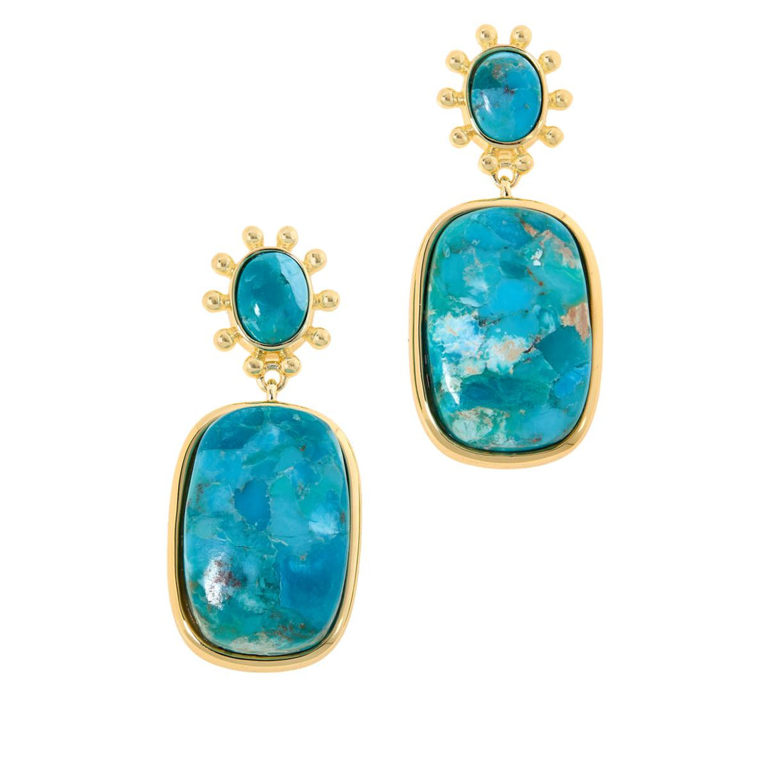 25.00 Cts Composite Turquoise Dangle Earring in Brass