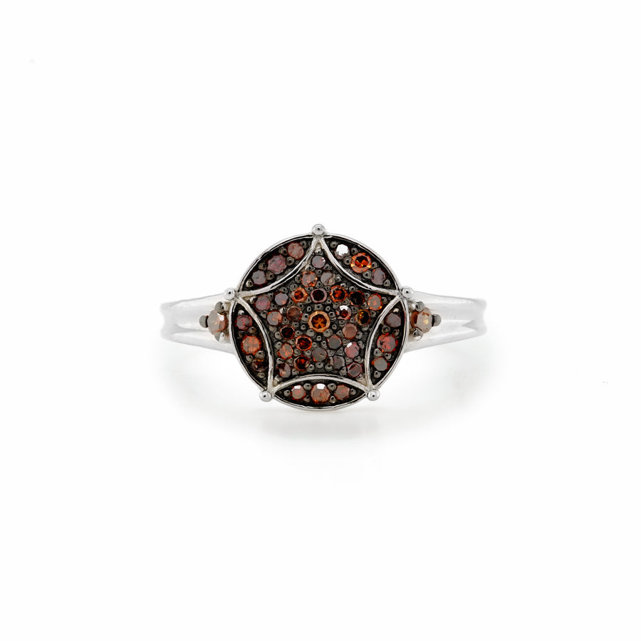 0.31 Cts Red Diamond Ring in 925 Two Tone