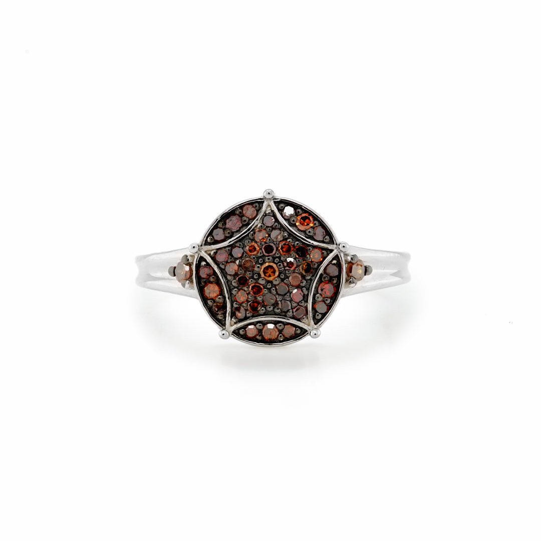 0.31 Cts Red Diamond Ring in 925 Two Tone