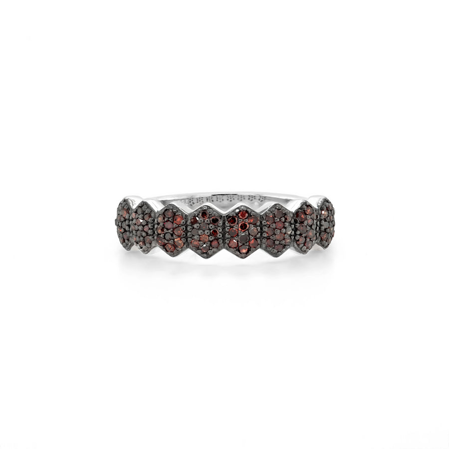 0.46 Cts Red Diamond Ring in 925 Two Tone