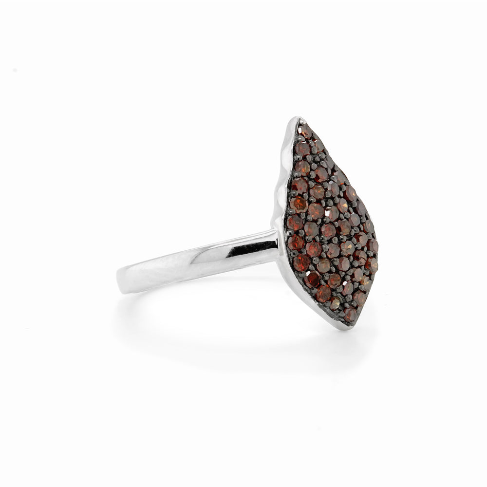0.55 Cts Red Diamond Ring in 925 Two Tone