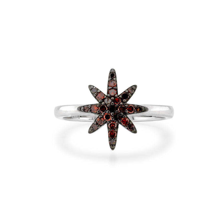 0.27 Cts Red Diamond Ring in 925 Two Tone