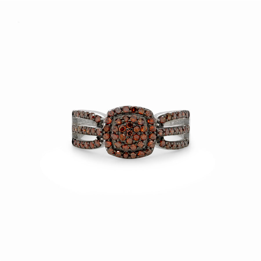 0.55 Cts Red Diamond Ring in 925 Two Tone