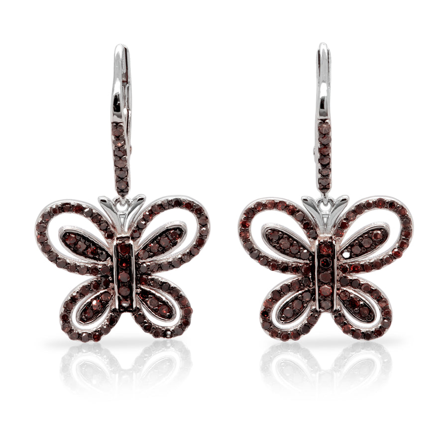1.1 Cts Red Diamond Earring in 925 Two Tone