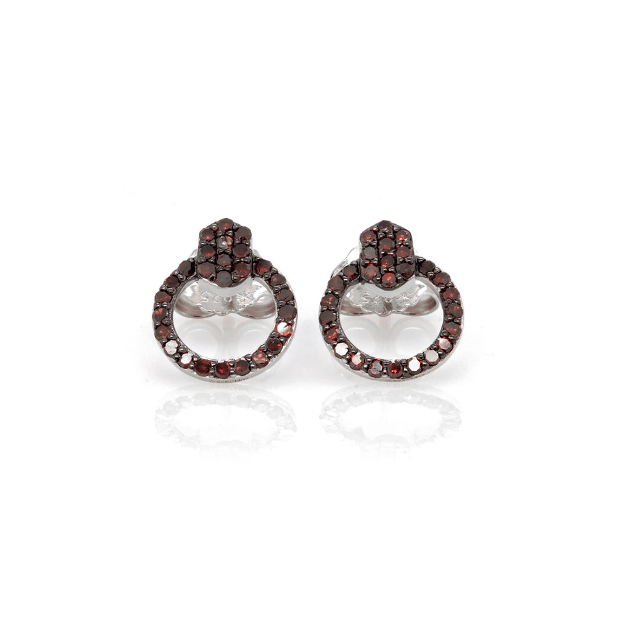 0.58 Cts Red Diamond Earring in 925 Two Tone