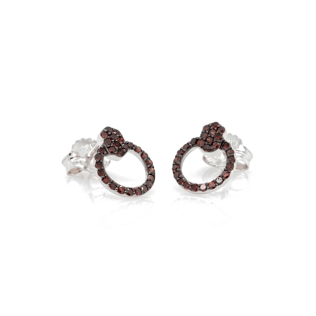 0.58 Cts Red Diamond Earring in 925 Two Tone