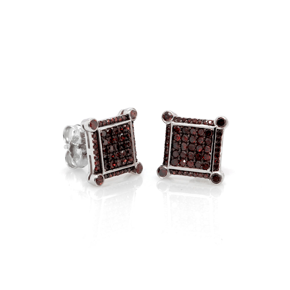 1.13 Cts Red Diamond Earring in 925 Two Tone