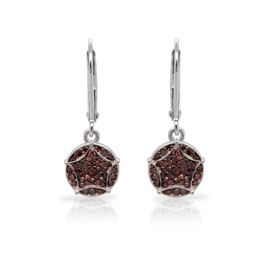 0.3 Cts Red Diamond Earring in 925 Two Tone