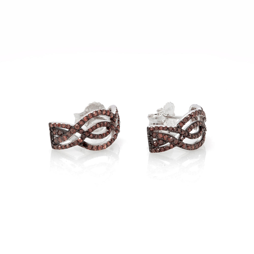 0.79 Cts Red Diamond Earring in 925 Two Tone