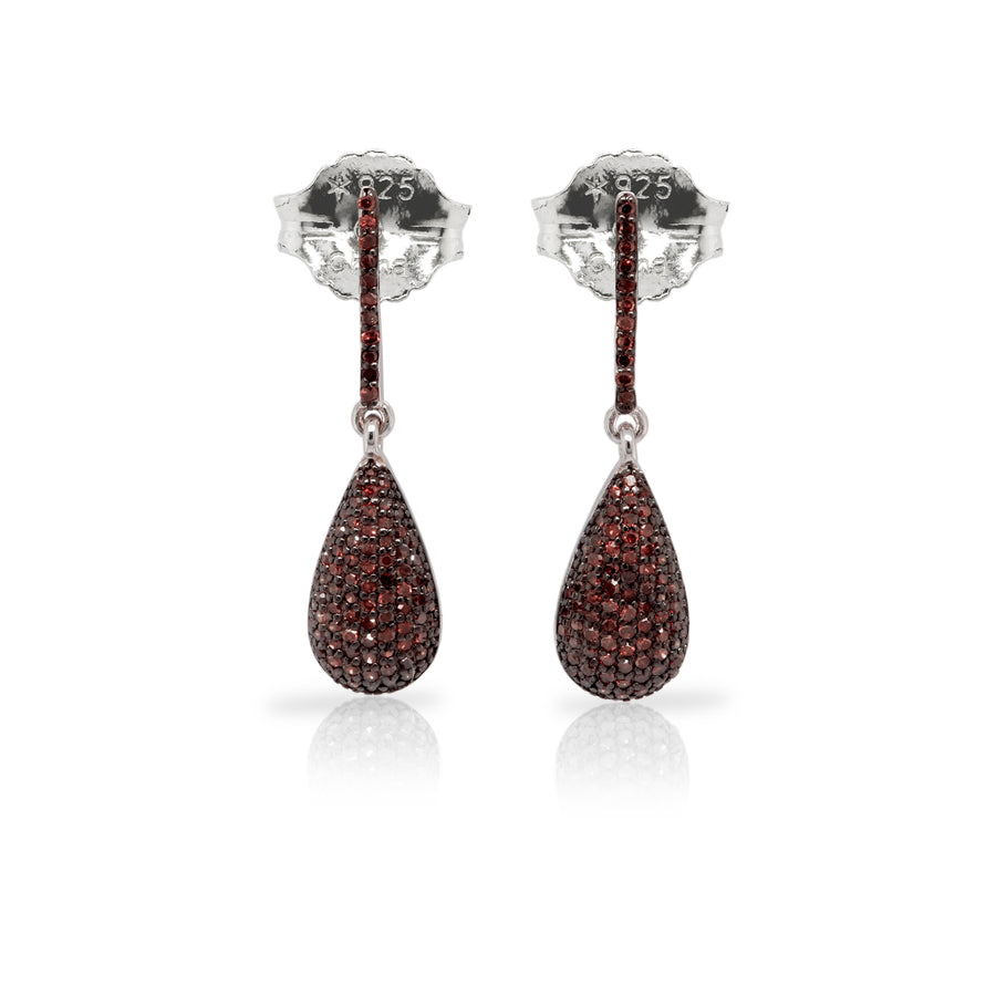 0.41 Cts Red Diamond Earring in 925 Two Tone