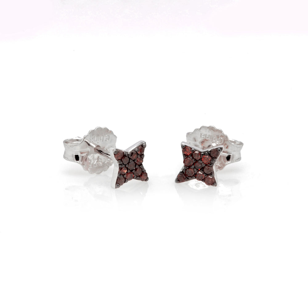 0.26 Cts Red Diamond Earring in 925 Two Tone