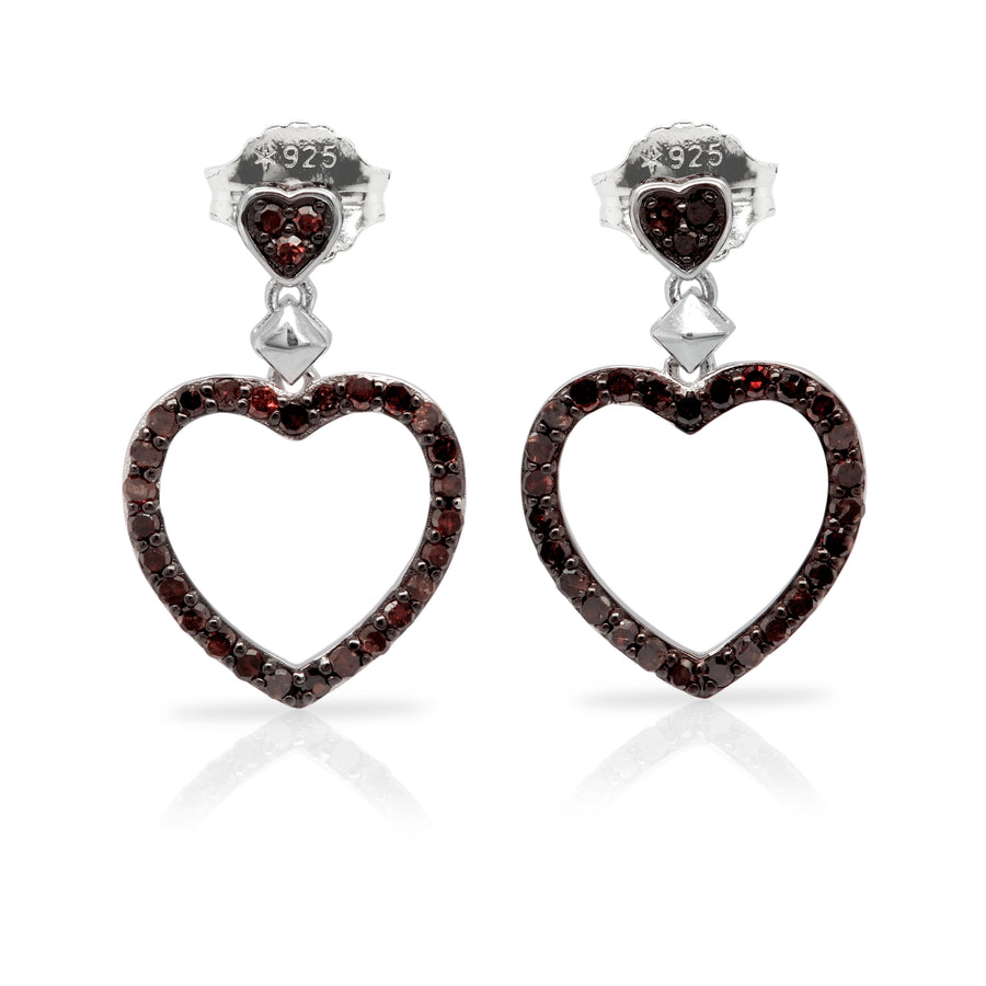 1.04 Cts Red Diamond Earring in 925 Two Tone
