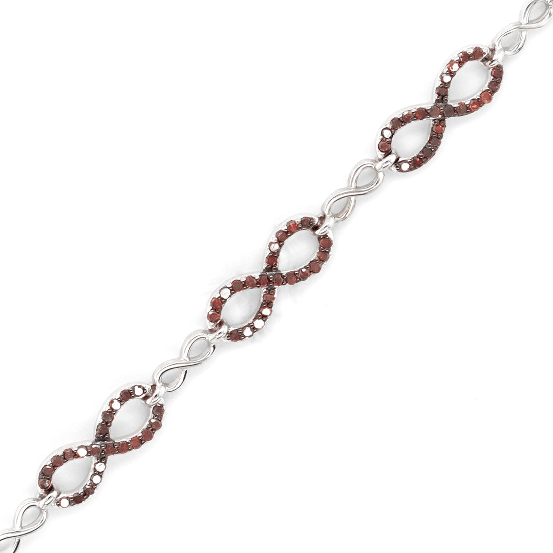 1.1 Cts Red Diamond Bracelet in 925 Two Tone