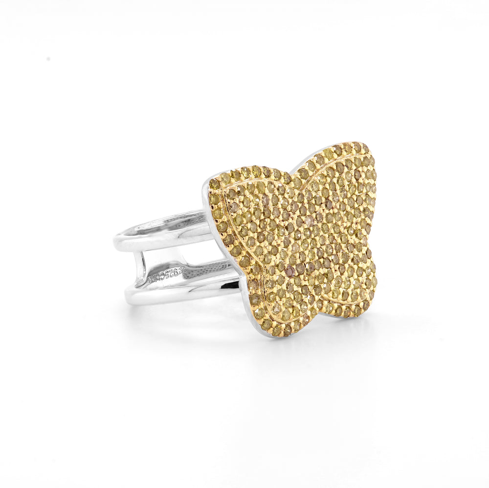 1 Cts Yellow Diamond Ring in 925 Two Tone