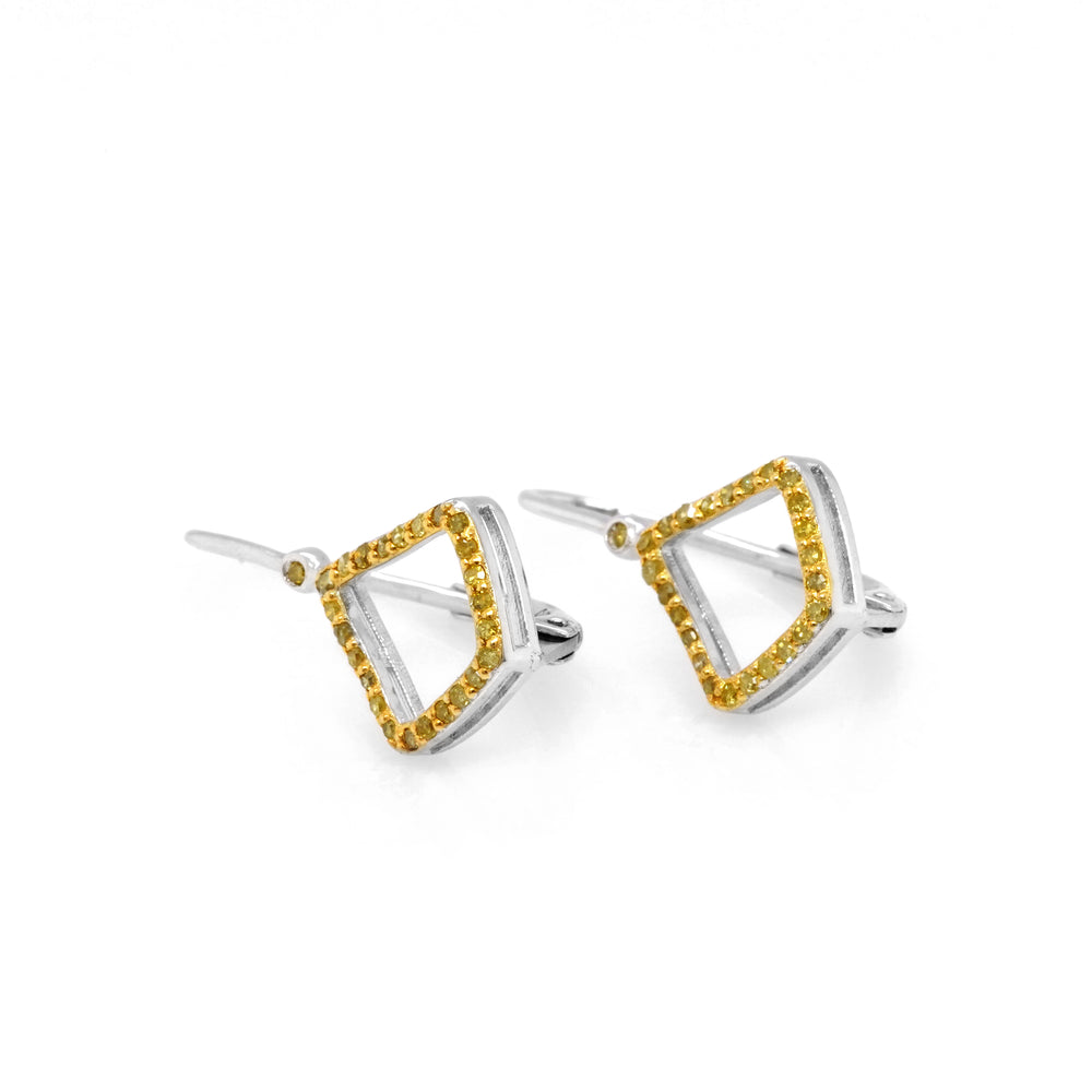 0.27 Cts Yellow Diamond Earring in 925 Two Tone