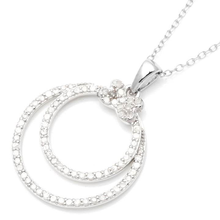 0.69 Cts White Diamond Pendant in White Rhodium Plated 925 Sterling Silver
