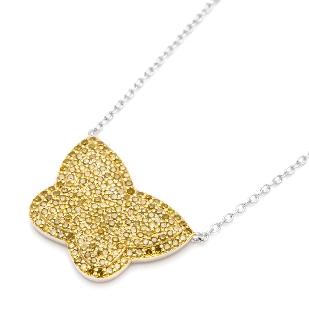1 Cts Yellow Diamond Necklace in 925 Two Tone