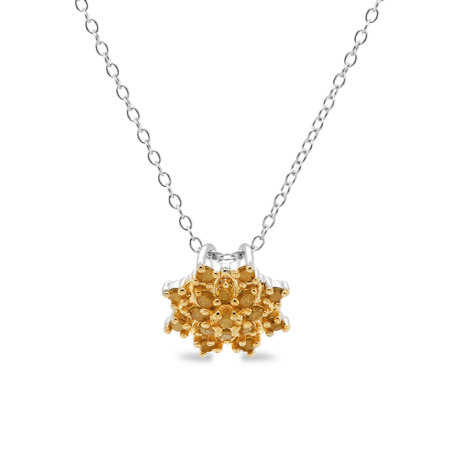 0.52 Cts Yellow Diamond Necklace in 925 Two Tone