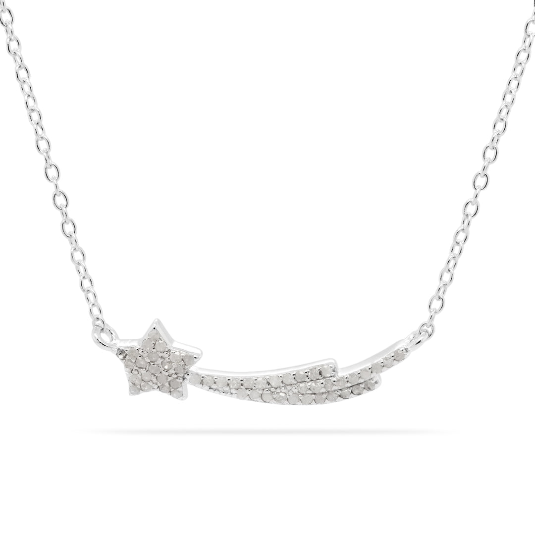 0.22 Cts White Diamond Necklace in White Rhodium Plated 925 Sterling Silver