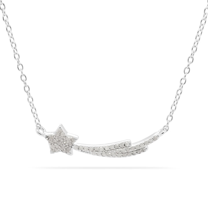 0.22 Cts White Diamond Necklace in White Rhodium Plated 925 Sterling Silver