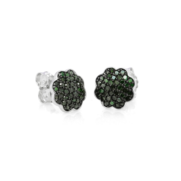 0.88 Cts Green Diamond Stud Earring in 925 Two Tone