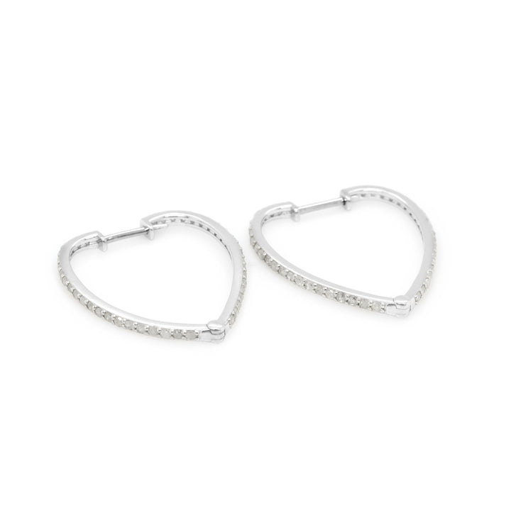 1.19 Cts White Diamond Hoop Earring in White Rhodium Plated 925 Sterling Silver