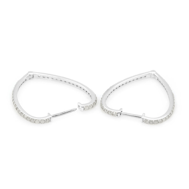 1.19 Cts White Diamond Hoop Earring in White Rhodium Plated 925 Sterling Silver