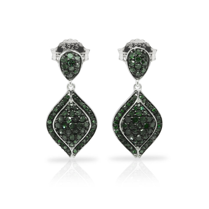 0.91 Cts Green Diamond Earring in 925 Two Tone