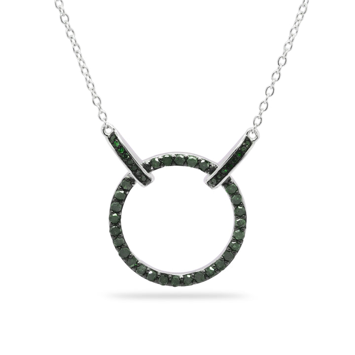 0.65 Cts Green Diamond Necklace in 925 Two Tone