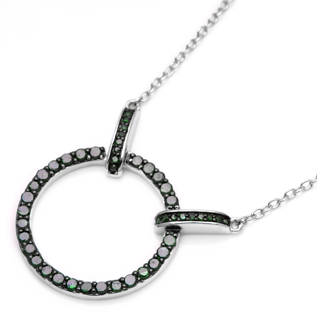 0.65 Cts Green Diamond Necklace in 925 Two Tone