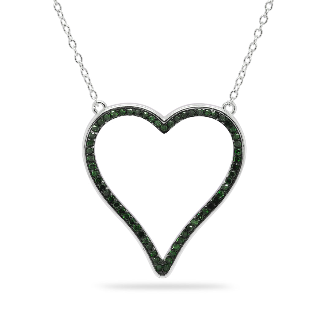 0.46 Cts Green Diamond Necklace in 925 Two Tone